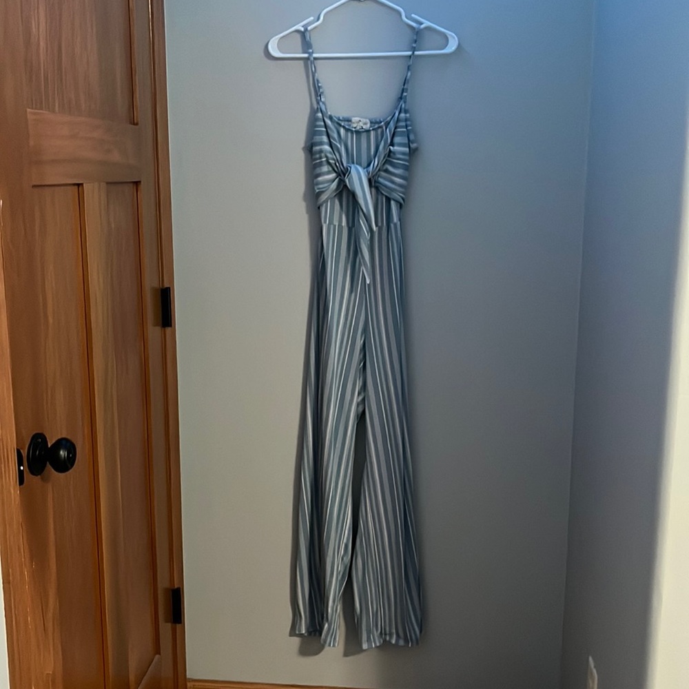 Blue and whit striped romper